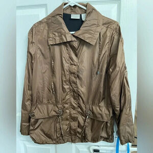 Chicos Zenergy Windbreaker Utility Jacket Womens 0 US Small Brown Pockets